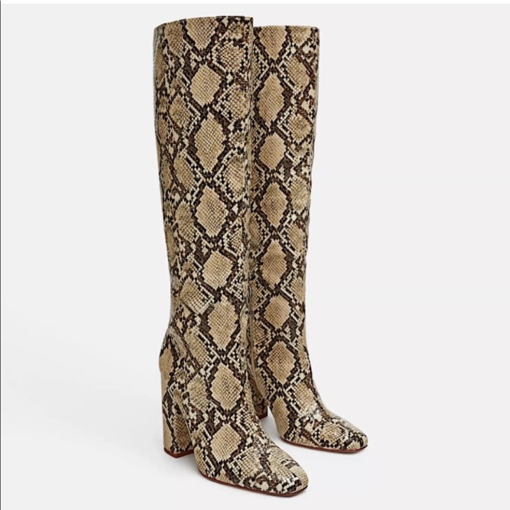 Zara Knee High Snake Skin Boots